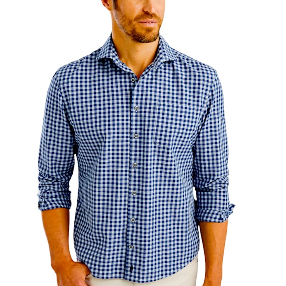 Johnnie-O Hangin' Out Wooster Check Button-Up Shirt in Oceanside. Size XL. NWOT